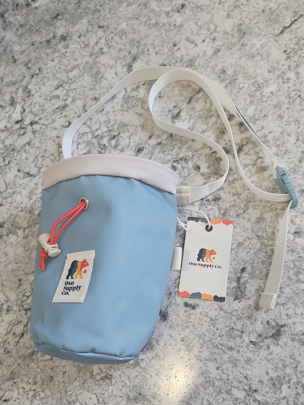 Brand New Classic Chalk Bag with Zipper Pocket | Mineral Blue